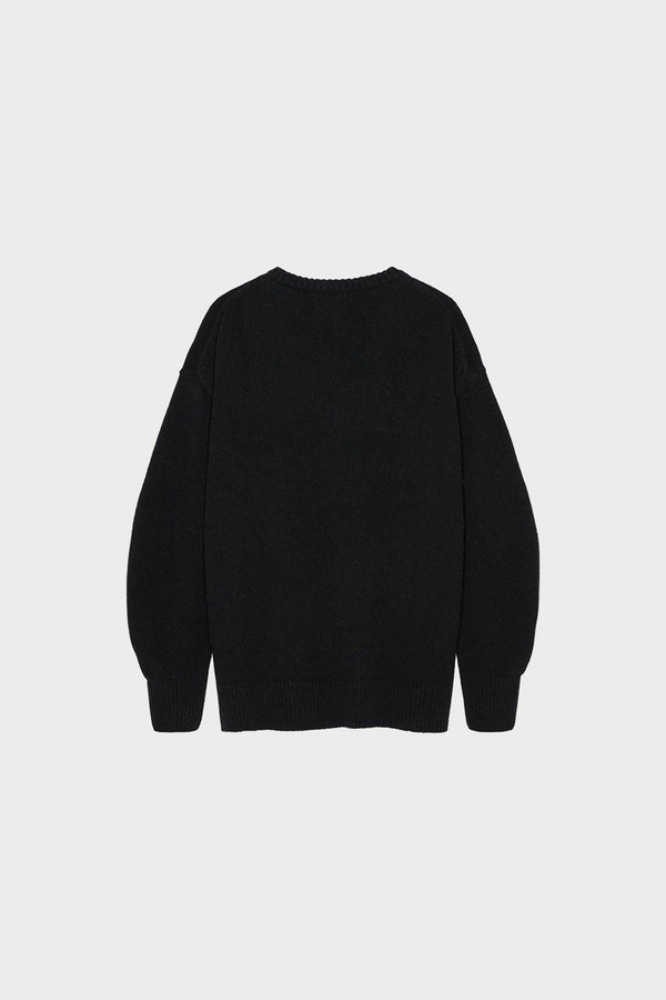 065 Oversized-Pullover mit V-Ausschnitt - Black - Melagence Local